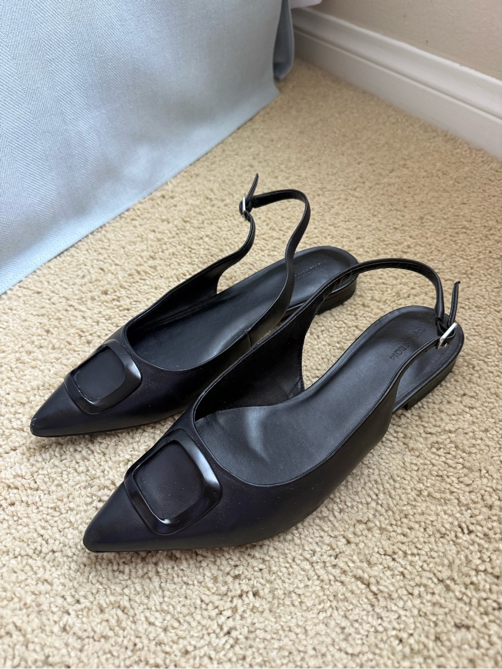 Nordstrom Becca Leather Slingback Flats in Black | Size 10 | Pointed Toe